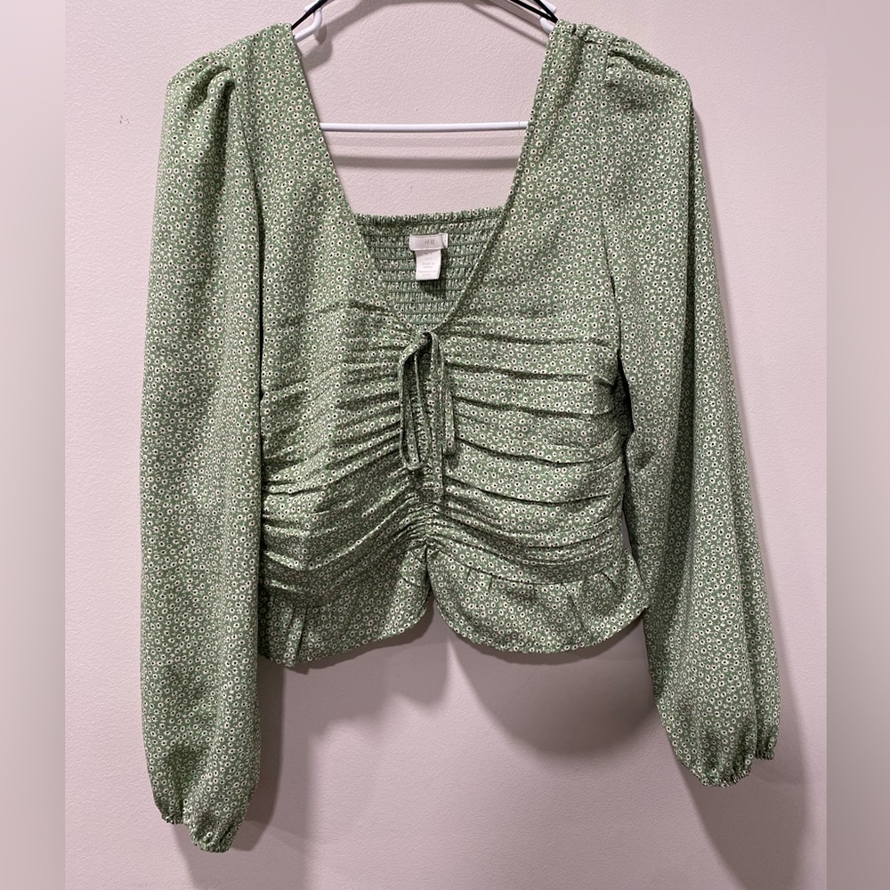 H&M Green Floral Blouse S